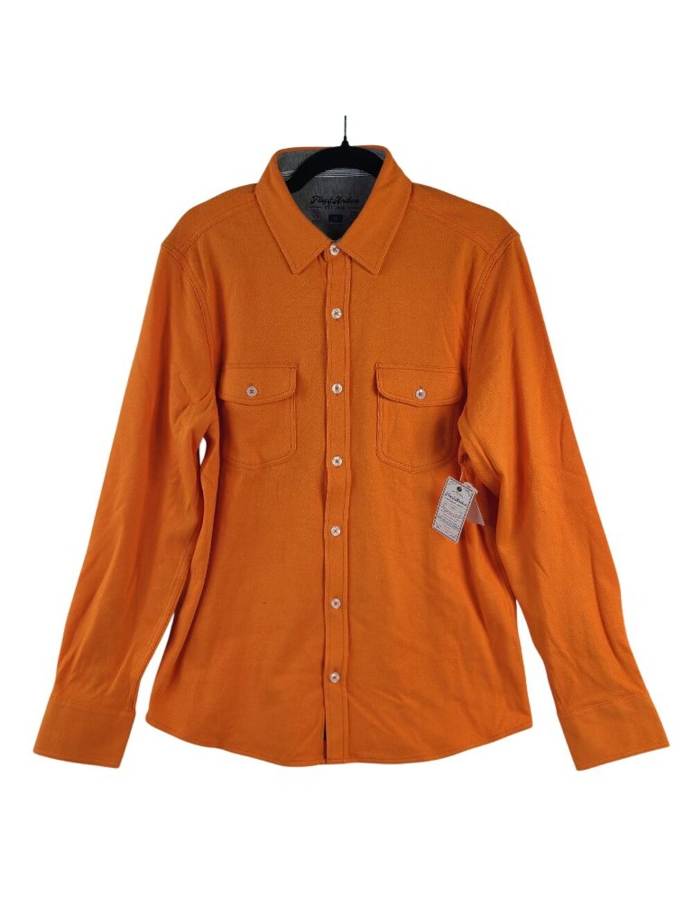 NEW Flag & Anthem Men's Orange Long-Sleeve Shirt Sz M Built-In Stretch